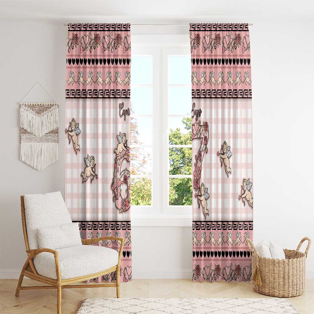 67 Valentine's Day Window Curtain Vintage Rose And Cupid