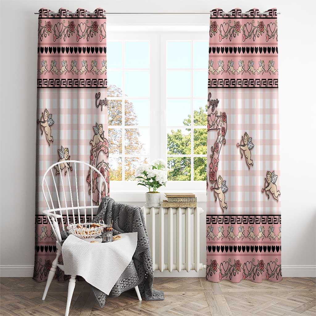 67 Valentine's Day Window Curtain Vintage Rose And Cupid