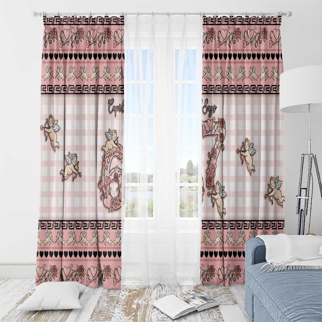 67 Valentine's Day Window Curtain Vintage Rose And Cupid