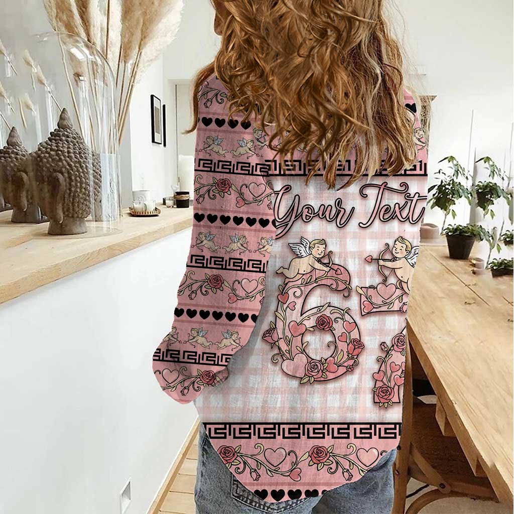 Personalized 67 Valentine's Day Women Casual Shirt Vintage Rose And Cupid