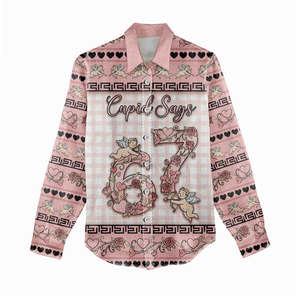 Personalized 67 Valentine's Day Women Casual Shirt Vintage Rose And Cupid