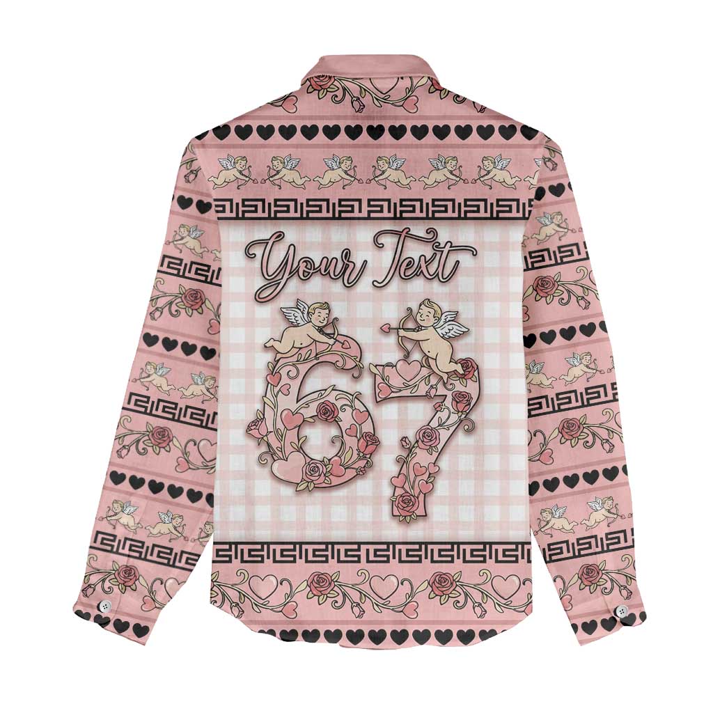 Personalized 67 Valentine's Day Women Casual Shirt Vintage Rose And Cupid