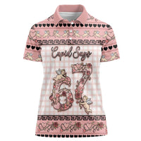 Personalized 67 Valentine's Day Women Polo Shirt Vintage Rose And Cupid