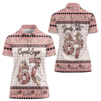 Personalized 67 Valentine's Day Women Polo Shirt Vintage Rose And Cupid