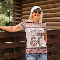Personalized 67 Valentine's Day Women Polo Shirt Vintage Rose And Cupid