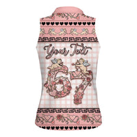 Personalized 67 Valentine's Day Women Sleeveless Polo Shirt Vintage Rose And Cupid