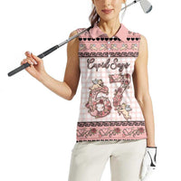 Personalized 67 Valentine's Day Women Sleeveless Polo Shirt Vintage Rose And Cupid