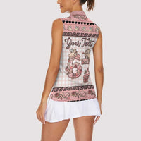 Personalized 67 Valentine's Day Women Sleeveless Polo Shirt Vintage Rose And Cupid