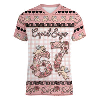 Personalized 67 Valentine's Day Women V-Neck T-Shirt Vintage Rose And Cupid