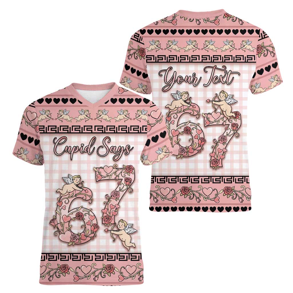 Personalized 67 Valentine's Day Women V-Neck T-Shirt Vintage Rose And Cupid