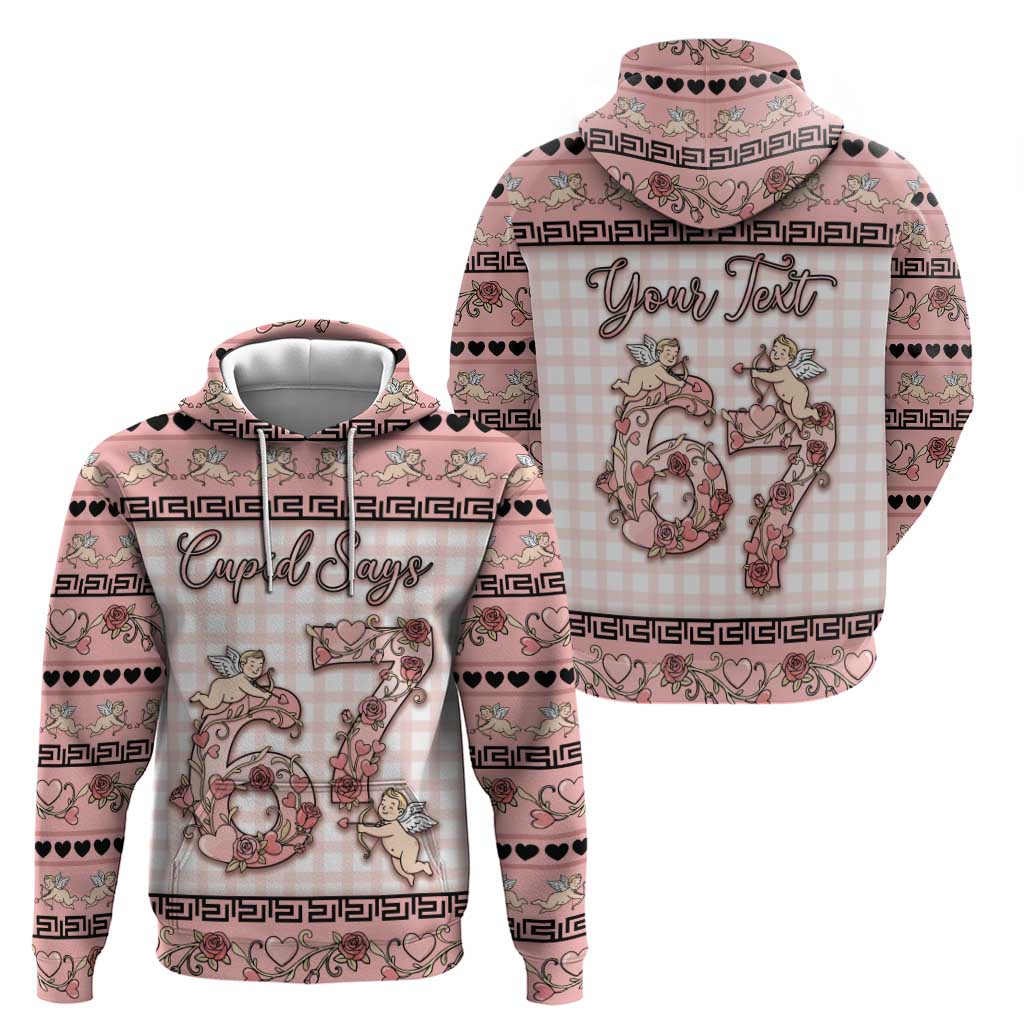 Personalized 67 Valentine's Day Zip Hoodie Vintage Rose And Cupid