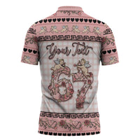 Personalized 67 Valentine's Day Zipper Polo Shirt Vintage Rose And Cupid