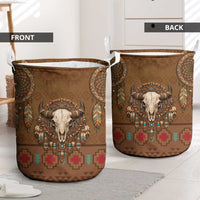 Bison Native American Laundry Basket Tribal Feather Dreamcatcher Boho Style