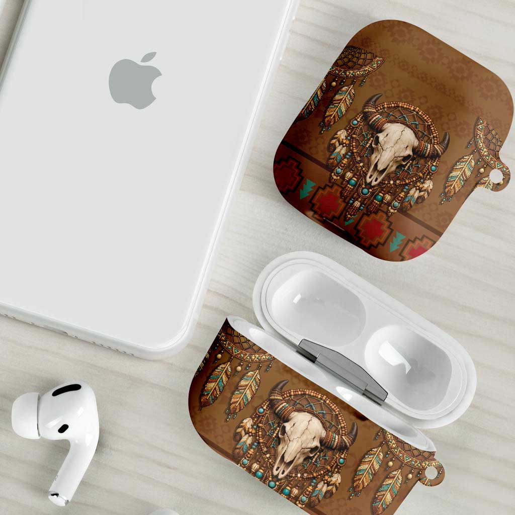 Bison Native American AirPods Case Tribal Feather Dreamcatcher Boho Style