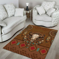 Bison Native American Area Rug Tribal Feather Dreamcatcher Boho Style