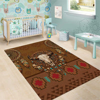 Bison Native American Area Rug Tribal Feather Dreamcatcher Boho Style