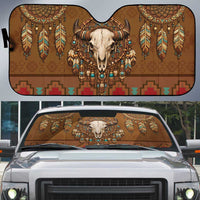 Bison Native American Auto Sun Shade Tribal Feather Dreamcatcher Boho Style