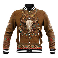 Bison Native American Baseball Jacket Tribal Feather Dreamcatcher Boho Style