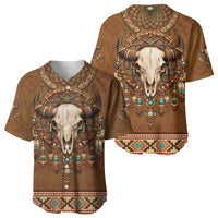 Bison Native American Baseball Jersey Tribal Feather Dreamcatcher Boho Style