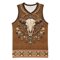Bison Native American Basketball Jersey Tribal Feather Dreamcatcher Boho Style