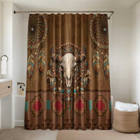 Bison Native American Bathroom Set Tribal Feather Dreamcatcher Boho Style