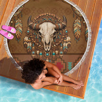 Bison Native American Beach Blanket Tribal Feather Dreamcatcher Boho Style