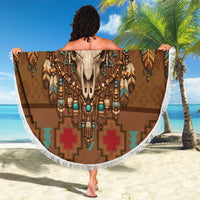 Bison Native American Beach Blanket Tribal Feather Dreamcatcher Boho Style