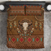 Bison Native American Bedding Set Tribal Feather Dreamcatcher Boho Style