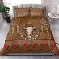 Bison Native American Bedding Set Tribal Feather Dreamcatcher Boho Style