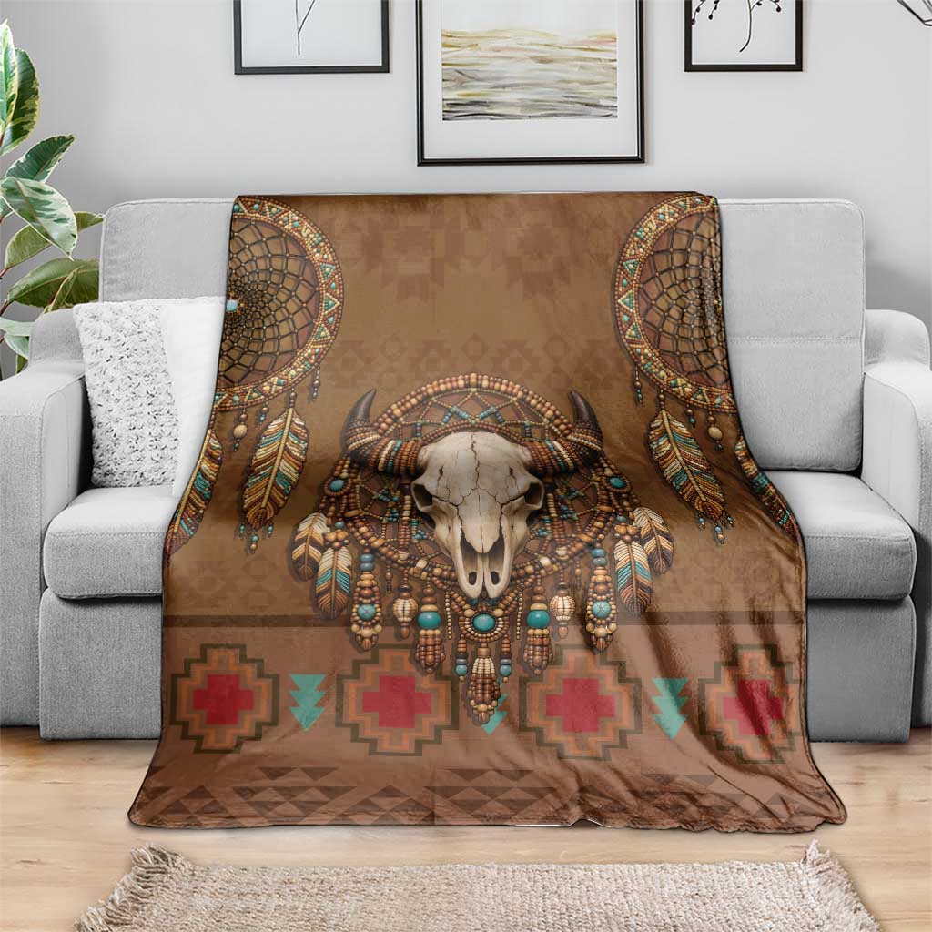 Bison Native American Blanket Tribal Feather Dreamcatcher Boho Style