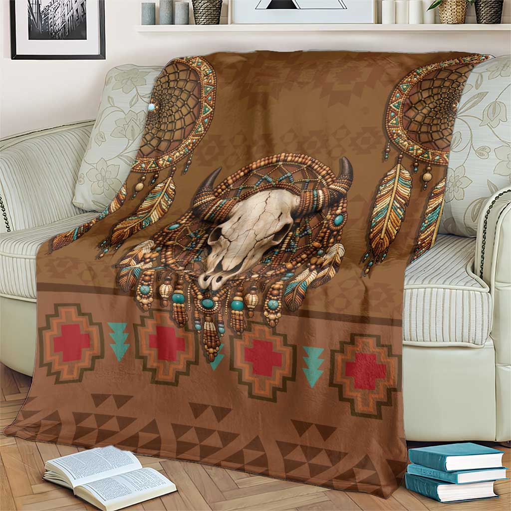 Bison Native American Blanket Tribal Feather Dreamcatcher Boho Style