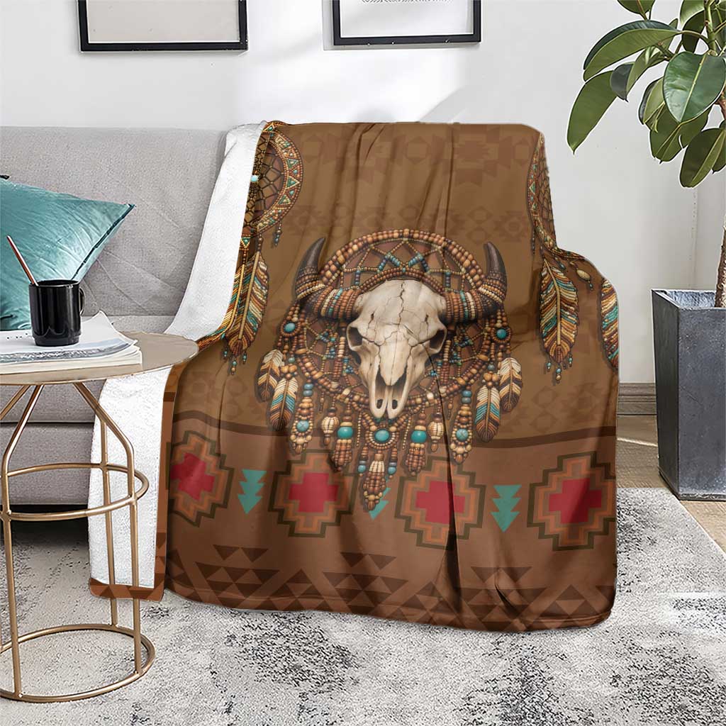 Bison Native American Blanket Tribal Feather Dreamcatcher Boho Style