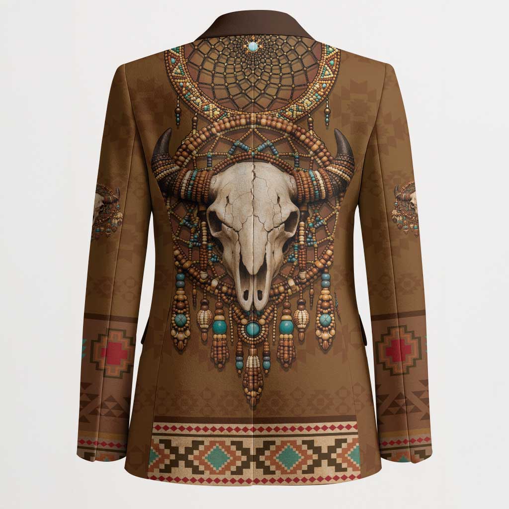 Bison Native American Blazer Tribal Feather Dreamcatcher Boho Style