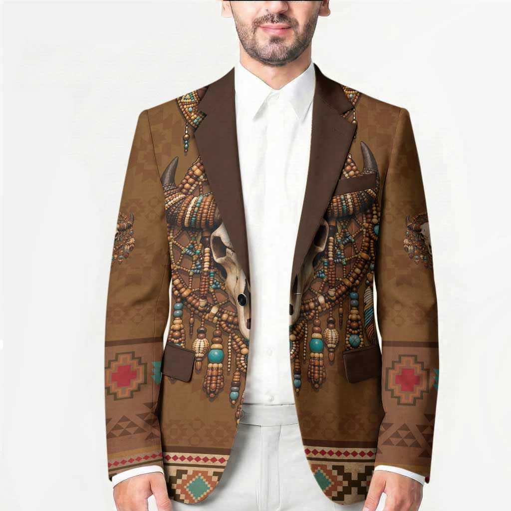 Bison Native American Blazer Tribal Feather Dreamcatcher Boho Style
