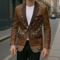 Bison Native American Blazer Tribal Feather Dreamcatcher Boho Style