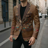 Bison Native American Blazer Tribal Feather Dreamcatcher Boho Style