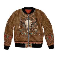 Bison Native American Bomber Jacket Tribal Feather Dreamcatcher Boho Style