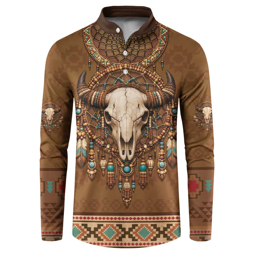 Bison Native American Button Sweatshirt Tribal Feather Dreamcatcher Boho Style