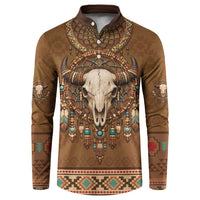 Bison Native American Button Sweatshirt Tribal Feather Dreamcatcher Boho Style