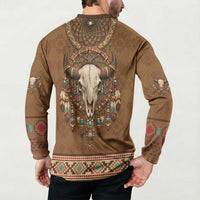 Bison Native American Button Sweatshirt Tribal Feather Dreamcatcher Boho Style