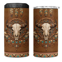 Bison Native American 4 in 1 Can Cooler Tumbler Tribal Feather Dreamcatcher Boho Style