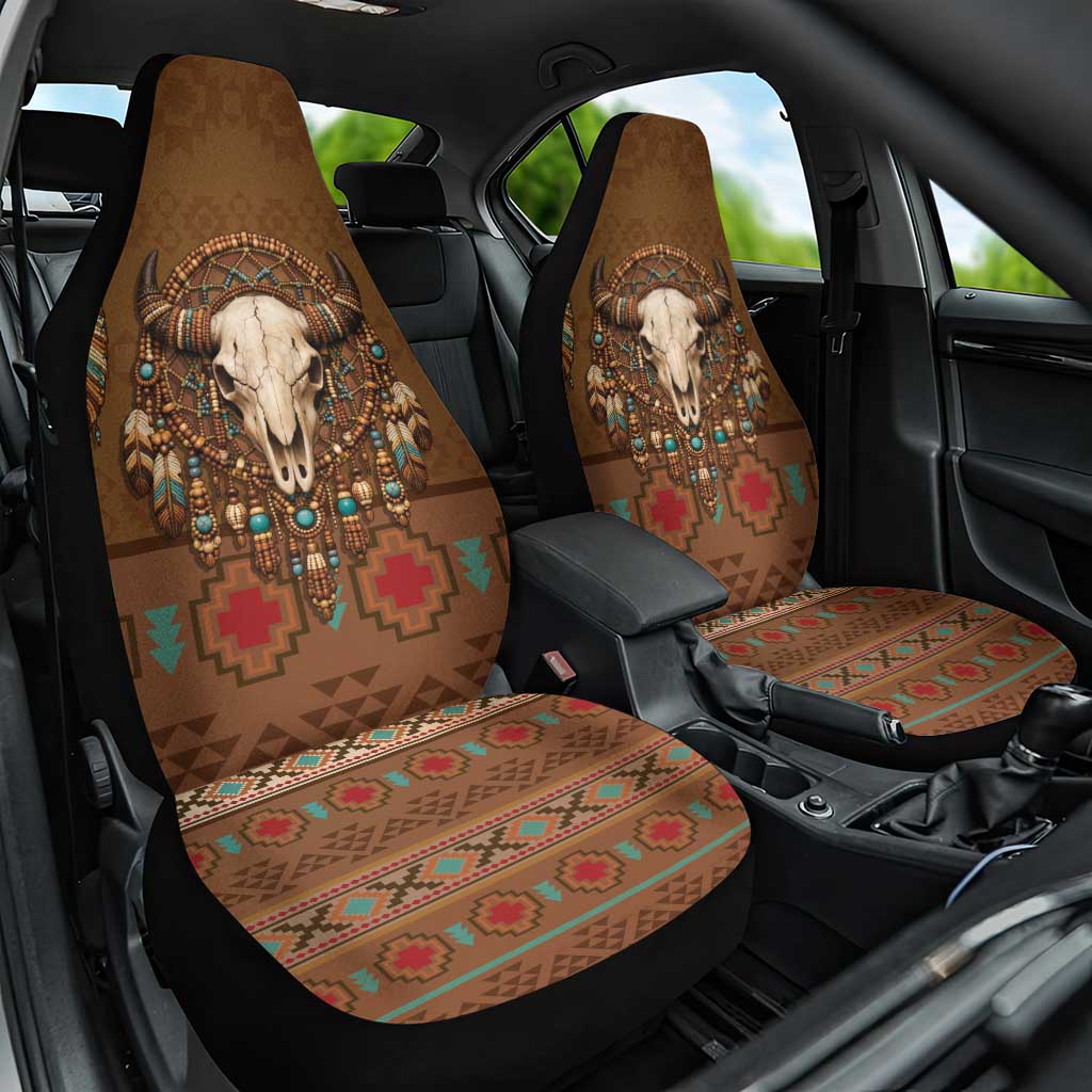 Bison Native American Car Seat Cover Tribal Feather Dreamcatcher Boho Style