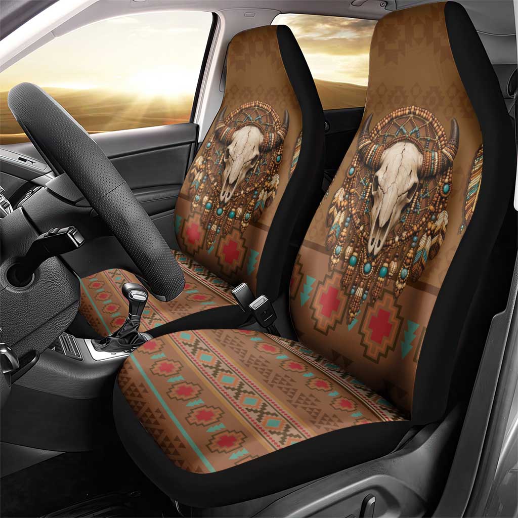 Bison Native American Car Seat Cover Tribal Feather Dreamcatcher Boho Style