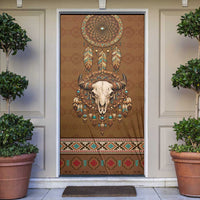 Bison Native American Door Cover Tribal Feather Dreamcatcher Boho Style