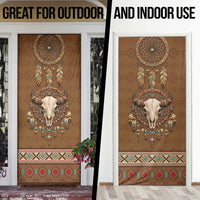 Bison Native American Door Cover Tribal Feather Dreamcatcher Boho Style
