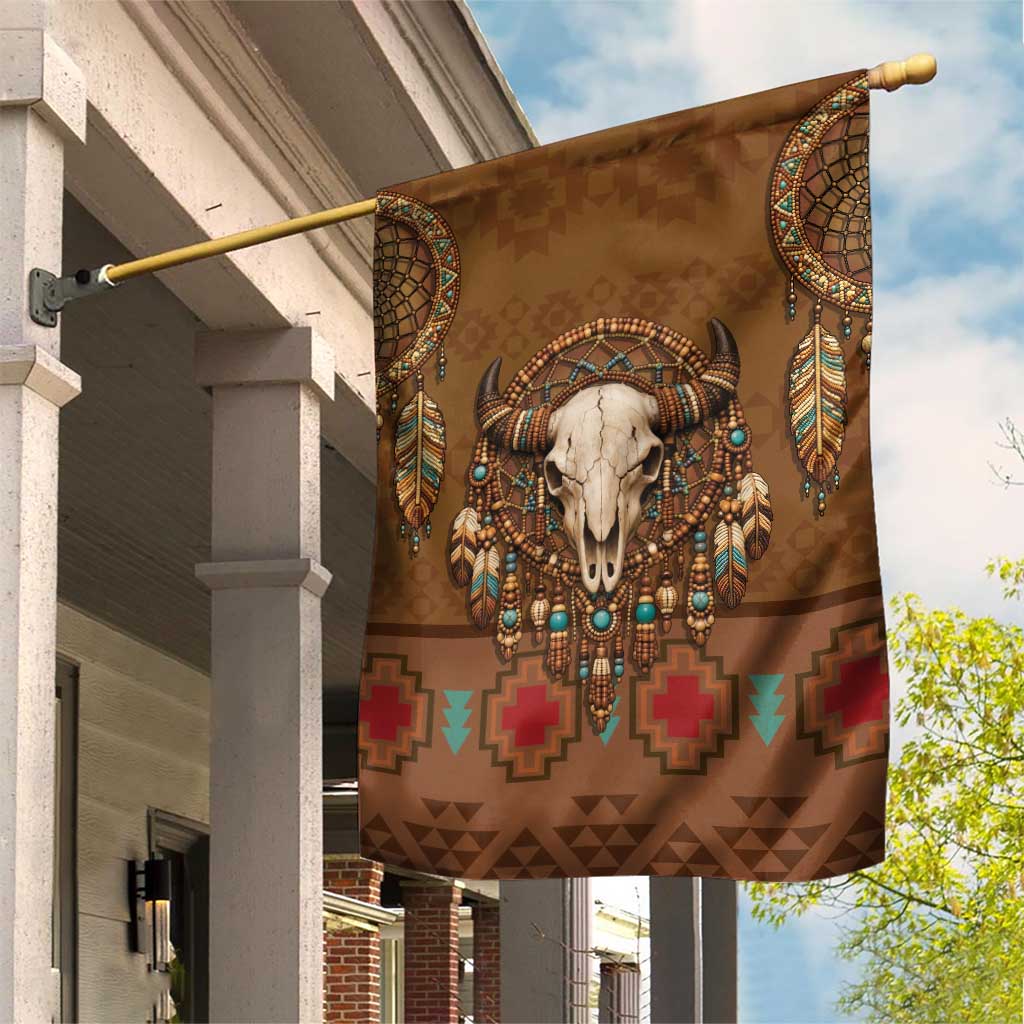 Bison Native American Garden Flag Tribal Feather Dreamcatcher Boho Style