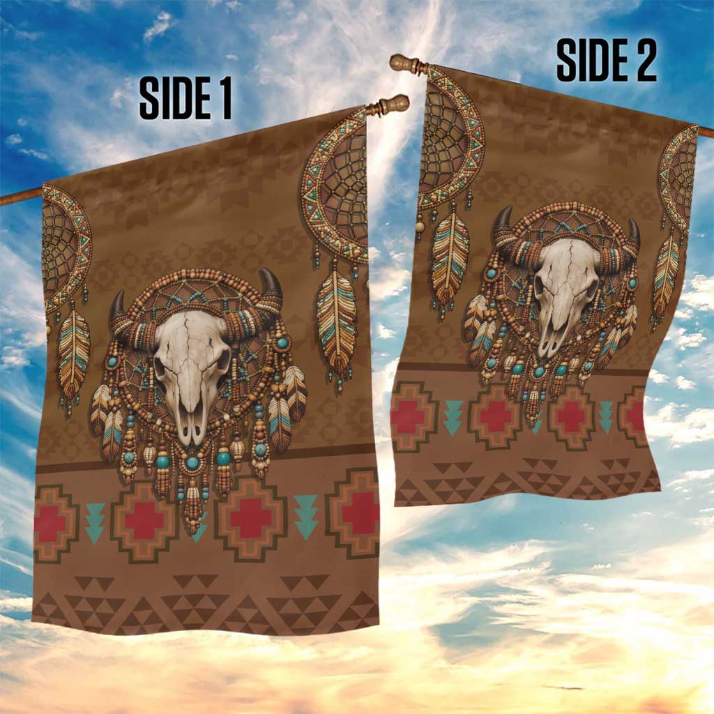 Bison Native American Garden Flag Tribal Feather Dreamcatcher Boho Style