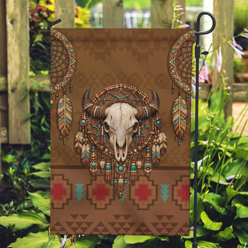 Bison Native American Garden Flag Tribal Feather Dreamcatcher Boho Style