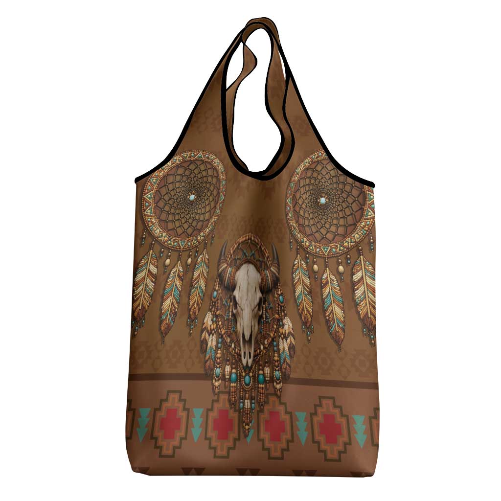 Bison Native American Grocery Bag Tribal Feather Dreamcatcher Boho Style