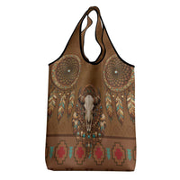 Bison Native American Grocery Bag Tribal Feather Dreamcatcher Boho Style